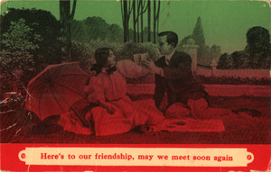 dyed romance postcard: Here's To Our Friendship