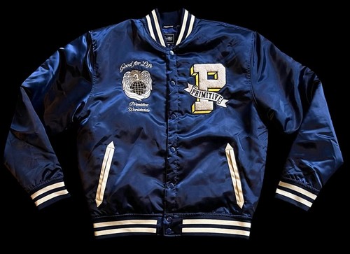 (MEN'S X-LARGE) PRIMITIVE ALTAR VARSITY JACKET NAVY SATIN LETTERMANS - Picture 2 of 8