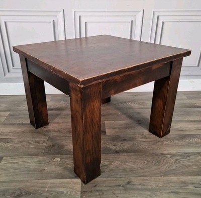 Vintage Couchtisch Beistelltisch - rustikal Holz klobig Landhausstil - Retro quadratisch