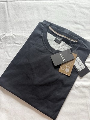 BOSS Thompson 0492 Black Cotton Men's Logo Crew Neck Short Sleeve T-Shirt Size L