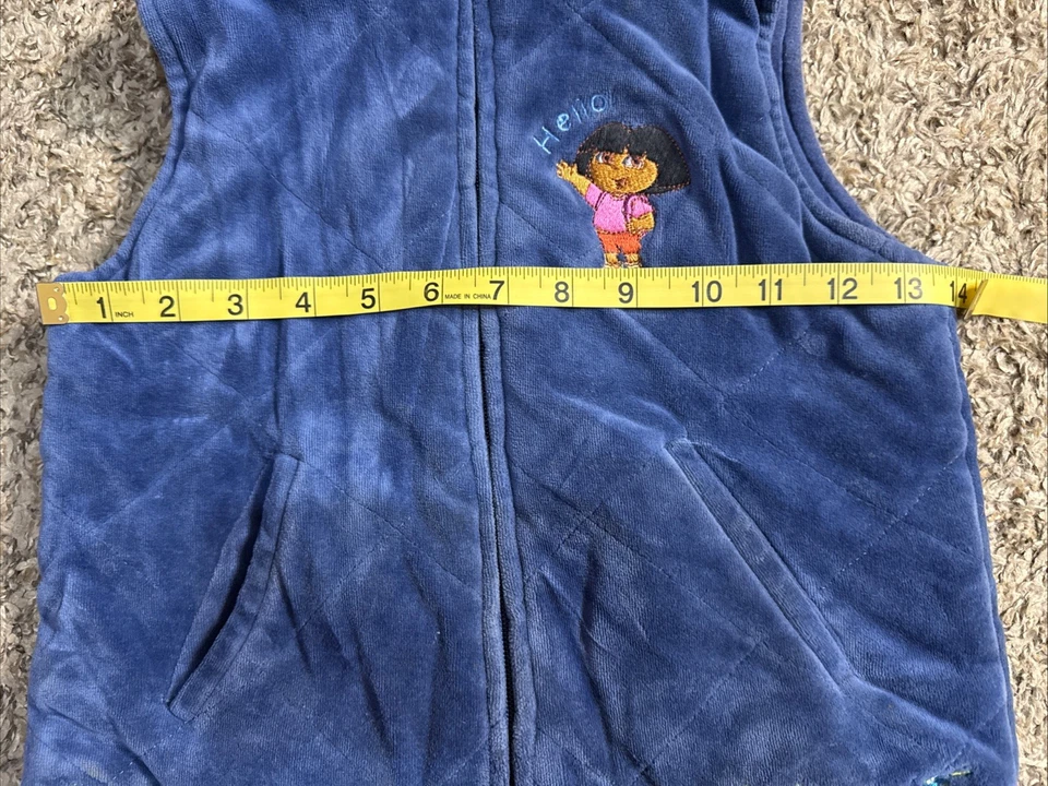 Chaleco Acolchado Bordado Vintage Nick Jr Dora La Exploradora Niñas 6 Cremallera Completa 2002 Foto 4 de 4
