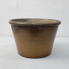 Large Vintage Stoneware Bowl Rustic Farmhouse Brown Glaze Unmarked