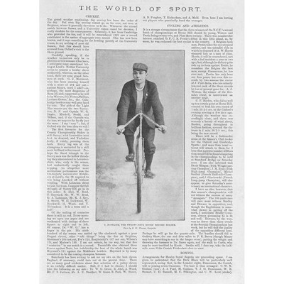 CYCLING C. Fontaine The Twenty Four Hours Record Holder - Antique Print 1895