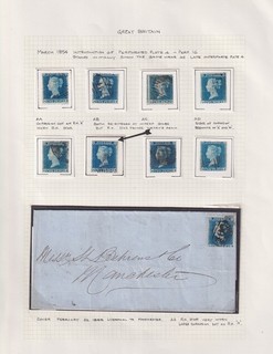 GB. QV. SG 19/20 2d blue study entire with wear. Good/Very fine used.