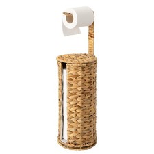 StorageWorks Wicker Water Hyacinth Freestanding Toilet Paper Holder Stand wit...