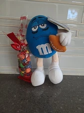 VTG 2001 Blue M&M Football & Eye Black 7” Stuffed Plush NWT With Expired Candy
