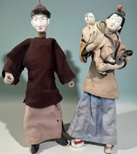2 Antique 1920s Chinese Composition Dolls