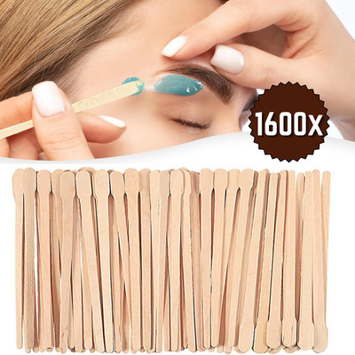 1600x Eyebrow Wax Sticks Hair Removal Small Wooden Waxing Spatulas Applicator