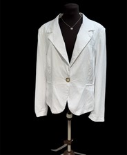 H Halston Blazer Women  s White Linen Blend Jacket Minimalist Capsule Size XL