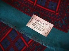 WOMEN'S VINTAGE CHALLIS SCARF BY BERKSHIRE BROWN ORANGE TEAL 45 x 45