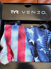TYR Venzo Swimsuit TechSuit  Size 25 Closed Back Genesis USA  Flag w/Box 921