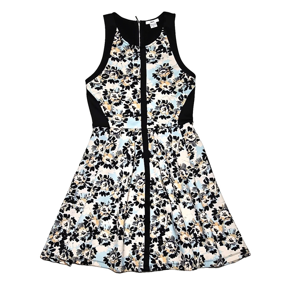 Size M Sleeveless Floral Fit and Flare Dress Multicoloured Side Pockets Zip Back