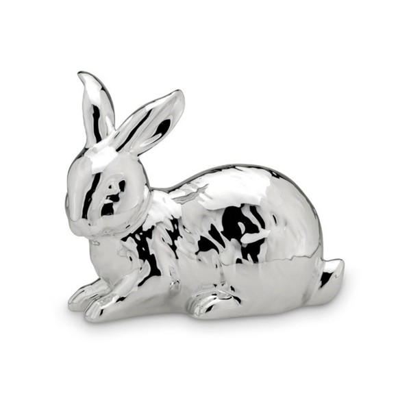 Ostergeschenk Hase 18 Cm Sitzend Silber Handarbeit Osterhase Ostern Osterdeko-image