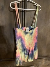 NWT BIBI SMOCKED TIE DYE SLEEVELESS TANK TOP SHIRT SIZE SMALL