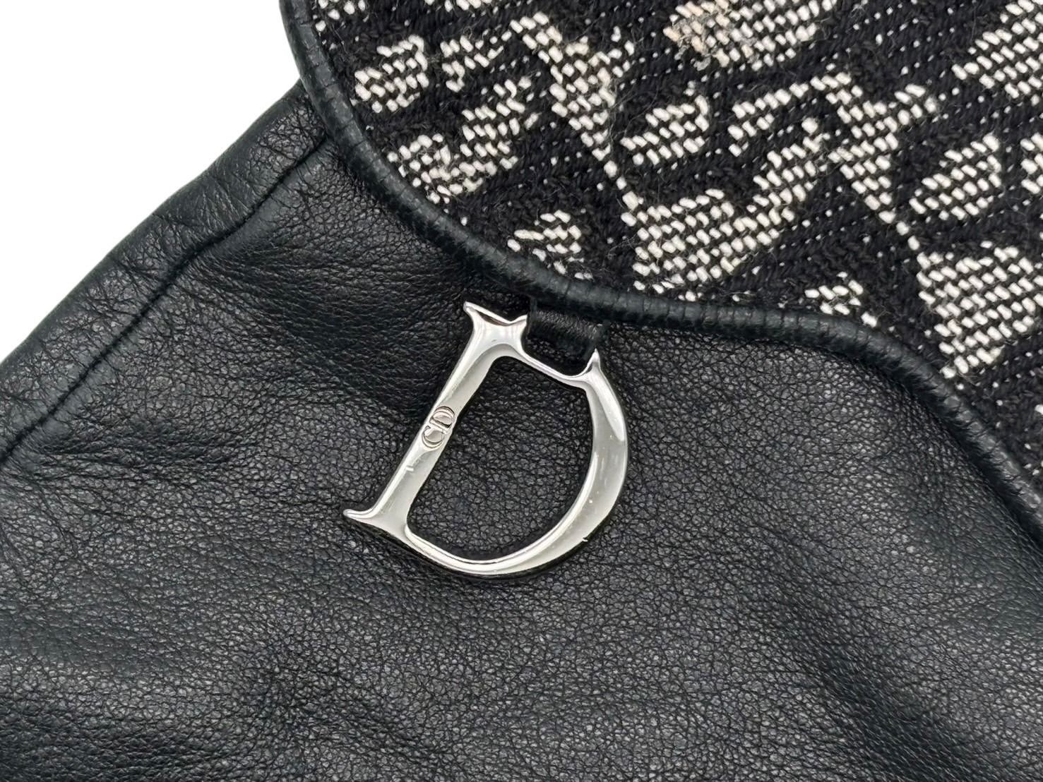 Christian Dior Trotter Line Gloves Canvas Jeepskin D Charm Navy Black Auth Used thumbnail 7