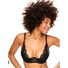 Adore Me Bra Women 38DDD Black Lace Unlined U...