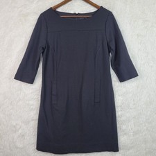 Harve Benard Black 3/4 Sleeve Pocket Shift Dress Sz L Stretch Minimalist Casual
