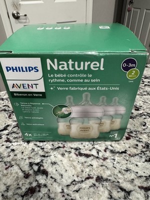 Philips Avent Natural Response Newborn 4 Glass Baby Bottles 4 oz Each NIB