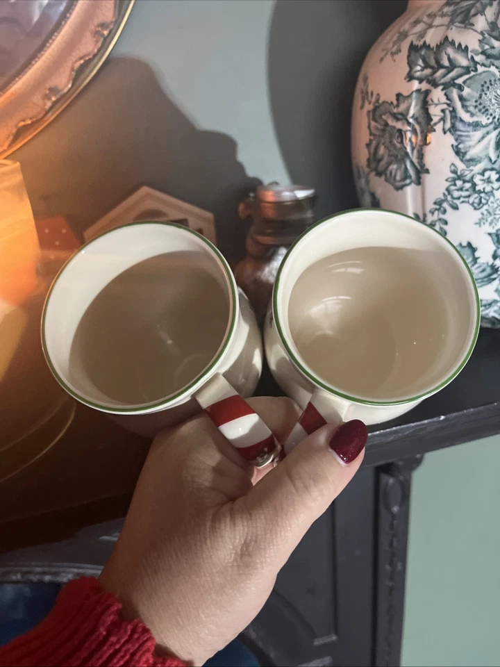 Pair of  11cm Spode Christmas Tree Mugs With Peppermint Candy Stripe Handles - Image 4 of 4