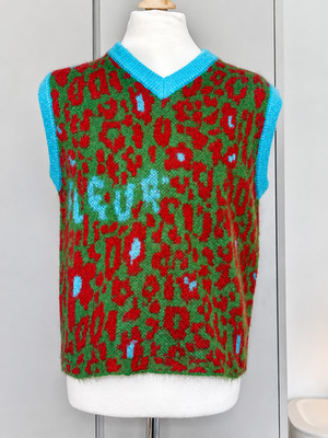 GOLF le FLEUR Made In Italy Digi Leopard Mohair Pullover Weste Größe Small Neu mit Etikett