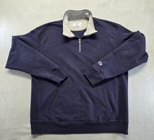 Champion 1/4 Zip Sweatshirt Mens XL Navy Blue Pullover Fleece Cotton Poly