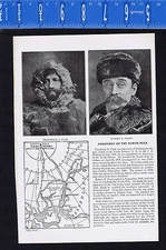 NORTH POLE Explorers: Frederick Cook & Robert Peary - 1909 Page of History Print