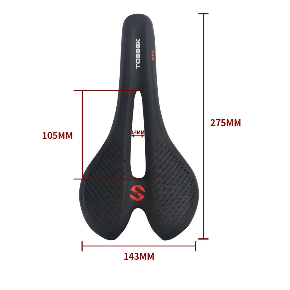 Sillín de asiento hueco para bicicleta MTB carreras de carretera EVA cuero carbono TOSEEK 135 g Foto 2 de 4