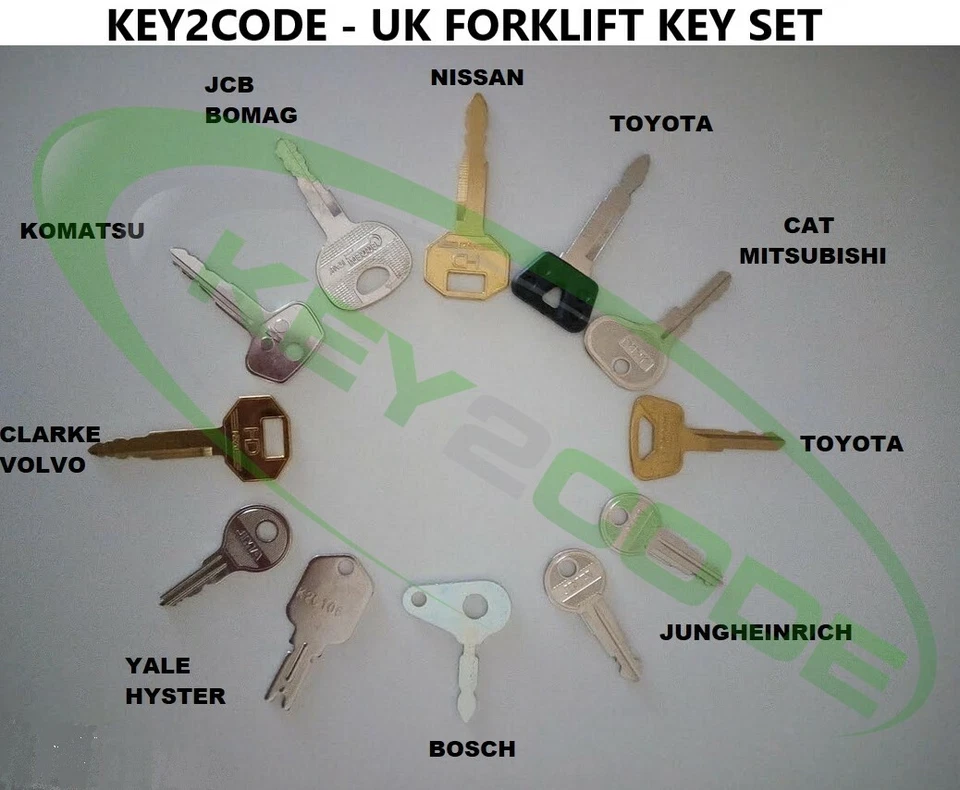 UK specIfic forklift master key set, 12 keys, jungheinrich, volvo, hyster,toyota