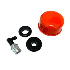 Orange Valve Cover Breather and Small PCV, With 2 Grommets, Smooth Powder Coat