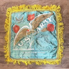 Vintage WWII US Army Eagle "Sweetheart" Military Pillowcase Fort Meade Maryland