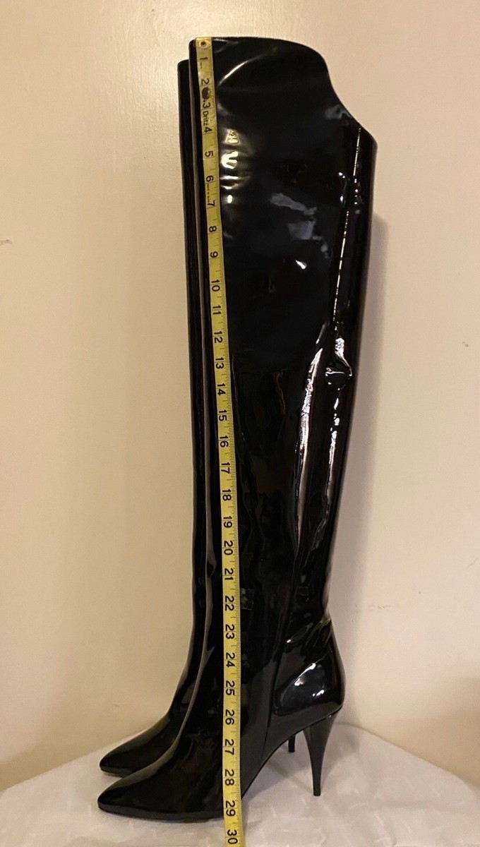 Saint Laurent women's KIKI 85 over the knees patent leather