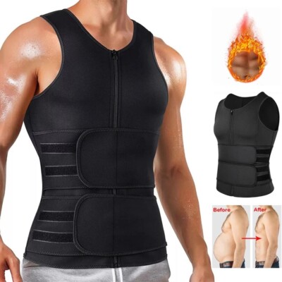 Men Neoprene Sauna Sweat Vest Body Shaper Waist Cincher Weight Loss Shapewear 