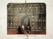 Screen, West Front, Exeter Cathedral, Book Illustration (Print), c1856