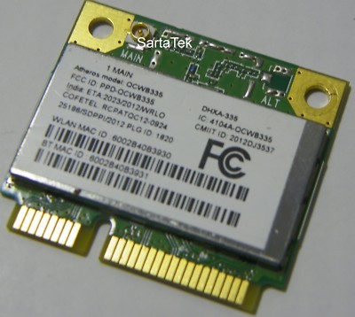 Atheros QCWB335 b/g/n Wireless BT 4.0 PCIe Half DHXA-335
