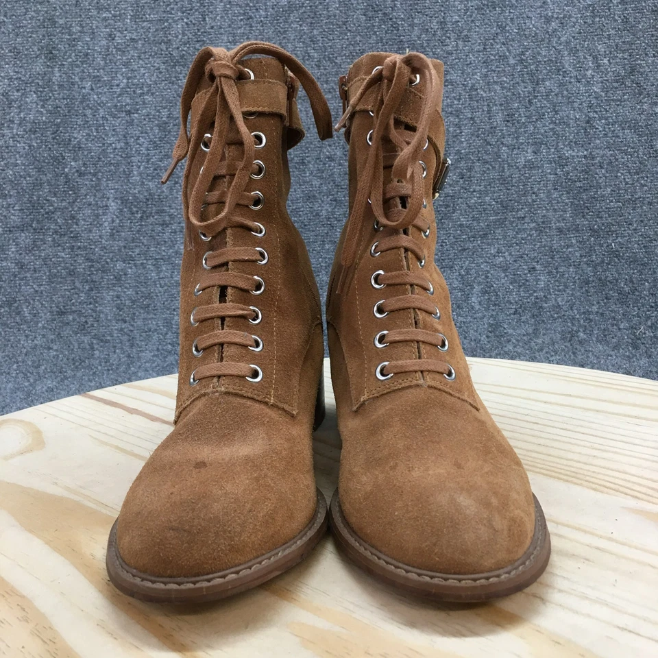 Urban Outfitters Botas Mujer 9 N Marrón Botines Cuero Con Cordones Bloque Cremallera Foto 4 de 4