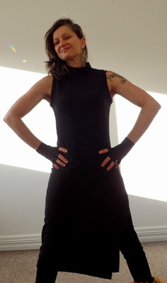 Black Waffle Check \u0026 Sheer Fleece Tunic 