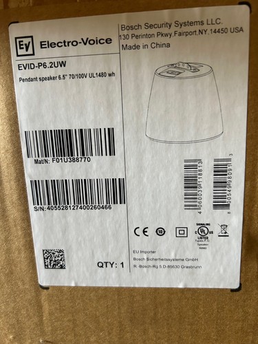 2x Electro Voice EVID-P6.2UW 8 Ohm Hängelautsprecher 6,5" 70/100V UL1480 WH Bosch - Bild 5 von 8