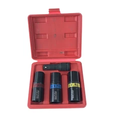 4pc 1/2" DR. Flip Lug Nut Impact Socket Set Metric/SAE Mag Wheel Thin Wall