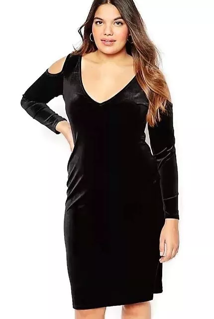 Pink Clove Black Velvet Cold Shoulder Dress Plus Size 20