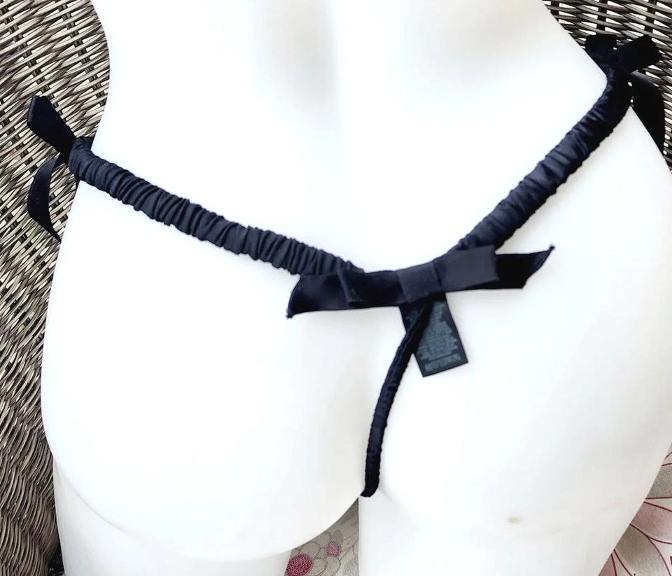 Tanga Victoria's Secret Designer Collection L satinada seda lazo vintage rara  Foto 4 de 4