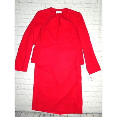 Le Suit Women's Seamed Jacket/Skirt Suit, Cherry Red, Size 8