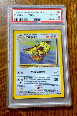 1999 pidgeot pokemon card value 1999 Pokemon Jungle ~ Pidgeot Holo Card #8 ~ PSA 8 NM-MT ~ Base Set WOTC