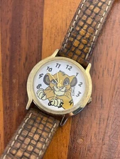 Vintage Timex Disney Watch The Lion King Simba Gold Tone 35mm New Battery