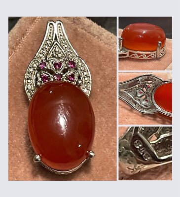 Karis STS Red Agate Mozambique Cabochon Pendant NWOT