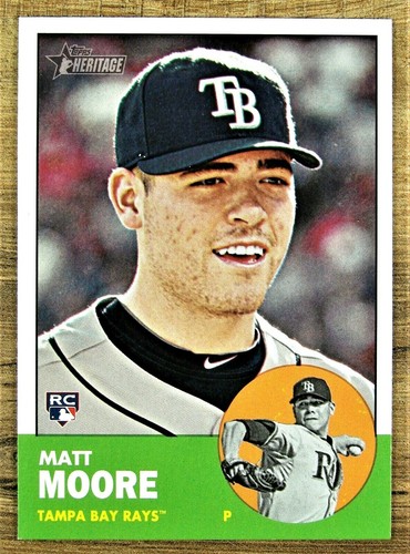 2012 Topps Heritage MATT MOORE #391 Tampa Bay Rays Rookie RC Card - Picture 3 of 4