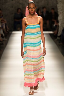 missoni crochet knit dress Crochet-knit cotton-blend mini dress - coral