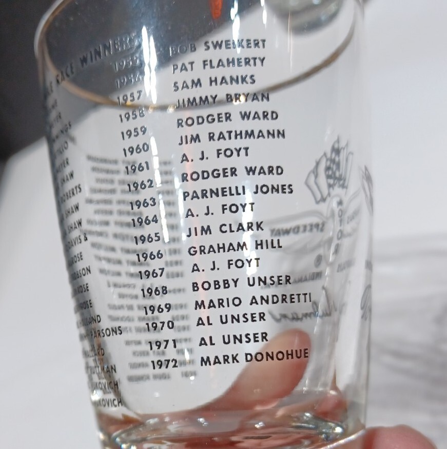 4 Indianapolis Motor Speedway Tumbler Glasses 1972 Mark Donahue Racing