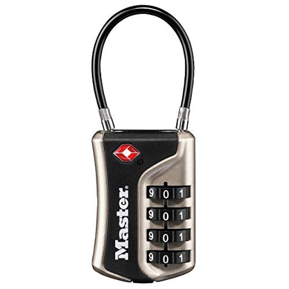 Master Lock 4697EURDNKL Lucchetto TSA a Combinazione per Valigia, Silver - NUOVO