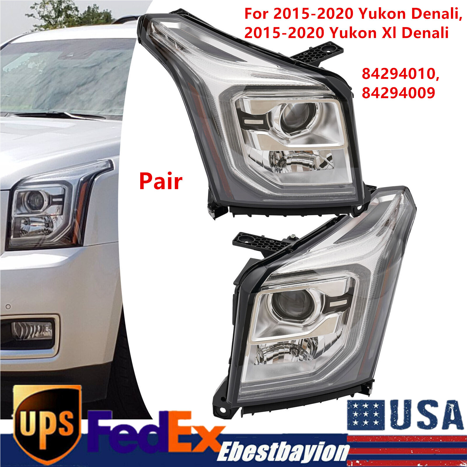 Upgrade 2015-2020 GMC Yukon with HID/Xenon Headlights & LED Turn Signals Left+Right