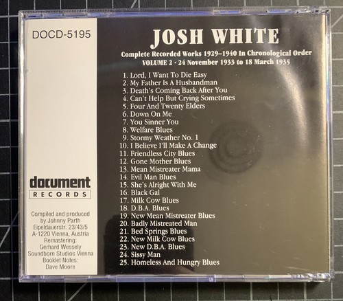 Josh White "Complete Recorded Works 1929-1940 Vol. 2" CD Document VeryCleanDisc - Picture 3 of 4